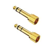 AUELEK Adaptador Audio 6.35 a 3.5, Convertidor de Audio Estéreo Jack 3,5 mm Hembra a 6,35 mm Macho para Auriculares, Reproductores de MP3, iPad, Tabletas, y Smartphones - 2 Piezas