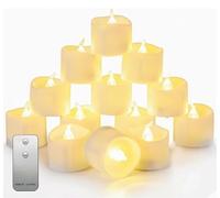 Auemaniliy Velas de té LED, mando a distancia, luz de té eléctrica intermitente con pilas, 3,2 x 3,6 cm, para bodas, Halloween, Navidad, decoración del hogar, 24 unidades
