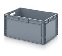 Auer Eurobehälter EG 64/32 - Caja apilable de 60 x 40 x 32 cm, asas abiertas, caja de almacenamiento de 66 l, caja de transporte apilable, contenedor de plástico estable,