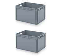 Auer Packaging Eurobox - Contenedores (2 unidades, 80 x 60 x 52 cm, 800 x 600 x 520 cm, incluye metro)
