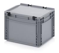 Auer Packaging Eurobox Eurobox - Recipiente (40 x 30 x 28,5 cm, con tapa con bisagras, incluye metro plegable)
