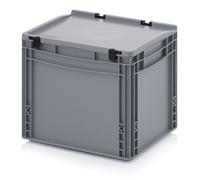 Auer Packaging Eurobox Eurobox - Recipiente (40 x 30 x 33,5 cm, con tapa con bisagras, incluye metro plegable)