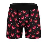 Aueyan Valentines Gifts for Him Heart Boxer Briefs Red Valentine's Underwear Trunks for Loved Man Funny Hearts Graphic Print Boyfriend Husband Gift,L