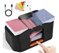 Auezona Barajador Automático y Mezclador Eléctrico de Cartas 1-2 Barajas, Recargable Bajo Nivel de Ruido para Póquer UNO Blackjack Skip Bo Phase 10 Texas Hold'em