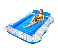 Aufblasbare Pool-Flöße - PVC Schwimmfloß 190x120cm & 220x160cm | Einzel- und Doppel-Sonnenliege | Mit Kopfkissen & Getränkehalter | Tanning Float Für Pool Garten Terrasse Outdoor