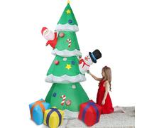 Aufblasbarer Weihnachtsbaum - festliche aufblasbare - und Weihnachtsmann-Dekoration, beleuchtete Weihnachtsdekoration für draußen, beleuchtete Garten-Rasendekoration für Weihnachtsfeiern und