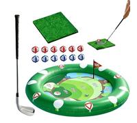 Aufblasbares Pool-Golf-Spiel Set | Schwimmendes Chipping Green 120x120cm | Wassergolf für den Garten & Pool INKL. Bällen & Schläger | Sommer-Wasserspielzeug für Kinder & Erwachsene, Blau.