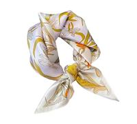 Aufeel Bufanda cuadrada pequeña de seda de morera 100% pura para mujer, pañuelo de seda para la cabeza, 21 x 21 pulgadas, Rayas beige, S
