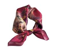 Aufeel Bufanda cuadrada pequeña de seda de morera 100% pura para mujer, pañuelo para la cabeza, pañuelo de seda, 21 x 21 pulgadas, Rosa Rojo, S