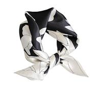 Aufeel - Pañuelo cuadrado pequeño de seda de morera 100% pura para mujer, pañuelo para la cabeza, pañuelo de seda, 53,3 x 53,3 cm, Negro elegante, S