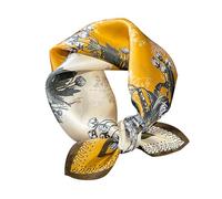 Aufeel - Pañuelo cuadrado pequeño de seda de morera 100% pura para mujer, pañuelo para la cabeza, pañuelo de seda, 53,3 x 53,3 cm, amarillo ((Yellow Fashion), S