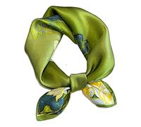 Aufeel - Pañuelo cuadrado pequeño de seda de morera 100 % pura para mujer, pañuelo para la cabeza, pañuelo de seda, 53,3 x 53,3 cm, Verde -Oliva, S