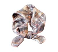 Aufeel - Pañuelo cuadrado pequeño de seda de morera 100% pura para mujer, pañuelo para la cabeza, pañuelo de seda, 53,3 x 53,3 cm, Marrón1, S