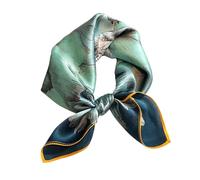 Aufeel - Pañuelo cuadrado pequeño de seda de morera 100% pura para mujer, pañuelo para la cabeza, pañuelo de seda, 53,3 x 53,3 cm, Cian, S