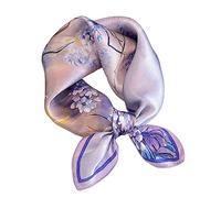 Aufeel - Pañuelo cuadrado pequeño de seda de morera 100 % pura para mujer, pañuelo para la cabeza, pañuelo de seda, 53,3 x 53,3 cm, Púrpura (Elegant purple), S