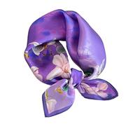 Aufeel - Pañuelo cuadrado pequeño de seda de morera 100% pura para mujer, pañuelo para la cabeza, pañuelo de seda, 53,3 x 53,3 cm, Violeta intenso, S