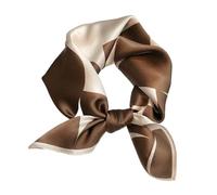 Aufeel - Pañuelo cuadrado pequeño de seda de morera 100% pura para mujer, pañuelo para la cabeza, pañuelo de seda, 53,3 x 53,3 cm, punto marrón, S
