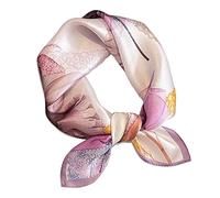 Aufeel - Pañuelo cuadrado pequeño de seda de morera 100% pura para mujer, pañuelo para la cabeza, pañuelo de seda, 53,3 x 53,3 cm, Violeta, S