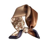 Aufeel - Pañuelo cuadrado pequeño, de seda natural 100%, para mujer, 53 cm, ligero, para cuello o pelo, estampado, en paquete regalo, Cobre, S
