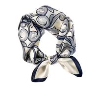 Aufeel - Pañuelo cuadrado pequeño, de seda natural 100%, para mujer, 53 cm, ligero, para cuello o pelo, estampado, en paquete regalo, Azul marino 1, S