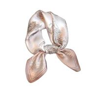 Aufeel - Pañuelo cuadrado pequeño, de seda natural 100%, para mujer, 53 cm, ligero, para cuello o pelo, estampado, en paquete regalo, Rosa pálido, S