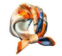 Aufeel - Pañuelo cuadrado pequeño, de seda natural 100%, para mujer, 53 cm, ligero, para cuello o pelo, estampado, en paquete regalo, S