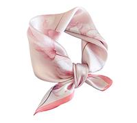 Aufeel - Pañuelo cuadrado pequeño, de seda natural 100%, para mujer, 53 cm, ligero, para cuello o pelo, estampado, en paquete regalo, Rosa, S