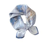 Aufeel - Pañuelo cuadrado pequeño de seda natural 100% para mujer, pañuelo para la cabeza, pañuelo de seda, 53,3 x 53,3 cm, Gris claro, S