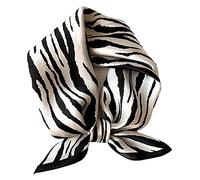 Aufeel - Pañuelo cuadrado pequeño de seda natural 100% para mujer, pañuelo para la cabeza, pañuelo de seda, 53,3 x 53,3 cm, Rayas negras, S