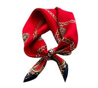 Aufeel - Pañuelo cuadrado pequeño de seda natural 100% para mujer, pañuelo para la cabeza, pañuelo de seda, 53,3 x 53,3 cm, Rojo pasión, S