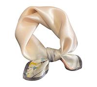 Aufeel Pañuelos de Seda de Morera 100% Real para Mujer Pequeños Cuadrados para el Cuello 21" Pañuelo Ligero Estampado Pañuelo de Cabeza Pañuelo de Cuello Empaquetado como Regalo, Marfil, S