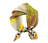 Aufeel Women's 100% Pure Mulberry Silk Small Square Scarf - Neckerchief Women - Silk Headscarf - 21" x 21" (Leopard)