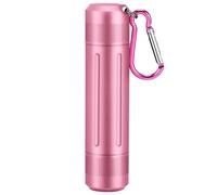 Aufew Pastillero de viaje, compacto y duradero de aluminio con mosquetón, organizador de vitaminas hermético e impermeable para exteriores, uso diario (rosa)