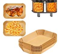 AuFiiy Papel de horno para freidora de aire caliente, 100 unidades, 22 x 14 cm, rectangular, para Ninja AF300EU, AF400EU AF400EUCP, para Ninja Foodi MAX Dual Zone