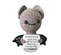 Aufmunternde Wollfledermaus | Handgefertigter emotionaler Begleiter für, Mädchen und Freunde | Niedliches gehäkeltes Affirmationstier mit motivierender Karte | Kleines, liebevolAndenken für