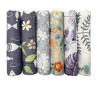 aufodara Tela algodon Telas Patchwork 6 piezas 50 x 50 cm Algodón Para Coser DIY Telas Decorativas Costura Retales Tela Coser Hecho a mano Costura Quilting Scrapbooking Diseños Diferentes (Gris)