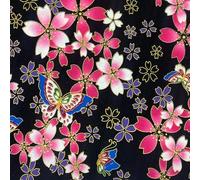aufodara Tela de algodón estampada, motivo bronceado, para costura, 145 cm de ancho (Negro, Rosa, 100 x 145 cm)