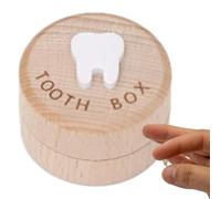 Aufquwk Caja de recuerdos de dientes, Caja de hada de los dientes - Caja de almacenamiento de recuerdos de dientes caídos de madera - Contenedor de dientes para niño niña, regalo de caja de