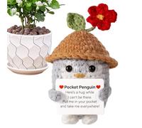 Aufquwk Pingüino Positivo Crochet | 10 cm Muñeca Decorativa de Ánimo,Animal de Ganchillo Motivacional | para Navidad Niños Adolescentes Colegas Empleados Amantes De Manualidades Escritorio Estante