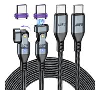 AUFU Cable de carga magnético USB C, cable magnético de 16 pines USB C [2 unidades de 2 M], cable magnético de carga rápida de 20 V/3 A y transferencia de datos magnético giratorio 180° para iPhone 16