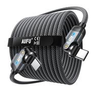 AUFU Cable USB C a USB C 2 m, ángulo de 90 grados, cable de carga USB C, giratorio 360° y 180°, PD de 60 W, cable de carga rápida de nailon para dispositivos Phone 17/16, Samsung S25, Mac Book Pro/Air