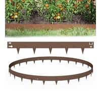 Aufun 15 piezas de borde de césped de metal aleado, 15,75 m, flexible, borde de jardín con espinas, borde de arriate para patio, jardín, granja, marrón (105 cm de largo x 20 cm de alto)