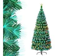 Aufun Árbol de Navidad Artificial 210cm,Árbol de Navidad con LED y Parte Superior de Estrella,Abeto de Fibra de Vidrio Artificial Que Cambia de Color para Hogar (2.1M,Fibra de Vidrio Colorida)