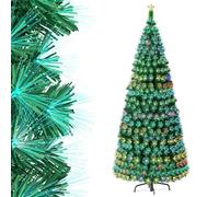 Aufun Árbol de Navidad Artificial 240cm,Árbol de Navidad con LED y Parte Superior de Estrella,Abeto de Fibra de Vidrio Artificial que Cambia de Color para Oficina Hogar (2.4M,Fibra de Vidrio Colorida)