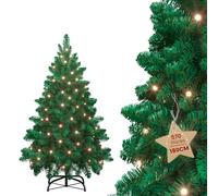 Aufun Árbol de Navidad Artificial con iluminación, 250 LED, luz Blanca cálida, Incluye Soporte de Metal, 570 Puntas, árbol de Navidad de PVC (180 cm, PVC Verde + LED)