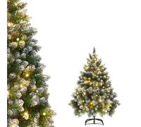 Aufun Árbol de Navidad Artificial con iluminación, 250 LED, luz Blanca cálida, Incluye Soporte de Metal, 570 Puntas, árbol de Navidad de PVC (150 cm, Efecto Nieve + piñas + LED)