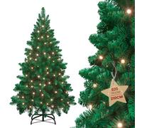 Aufun Árbol de Navidad Artificial con iluminación 350 LED, luz Blanca cálida, Incluye Soporte de Metal, 820 Puntas, árbol de Navidad de PVC (210 cm, PVC Verde + LED)