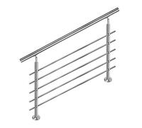 Aufun Barandilla de acero inoxidable 150 cm barandilla de escalera interior y exterior con 2 postes para escaleras, parapeto, balcón (150 cm, 5 crucetas)
