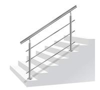 Aufun Barandilla para Escaleras de acero inoxidable 120cm 3 Varillas Pasamanos escalera con kit de instalación para interior y exterior, balcón, Ancianos y niños