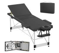 AufuN Camilla de masaje móvil de 3 zonas, mesa de masaje plegable, cama de masaje de aluminio regulable en altura, mesa de masaje, tumbona de masaje, amplia portátil, incluye accesorios, reposacabezas